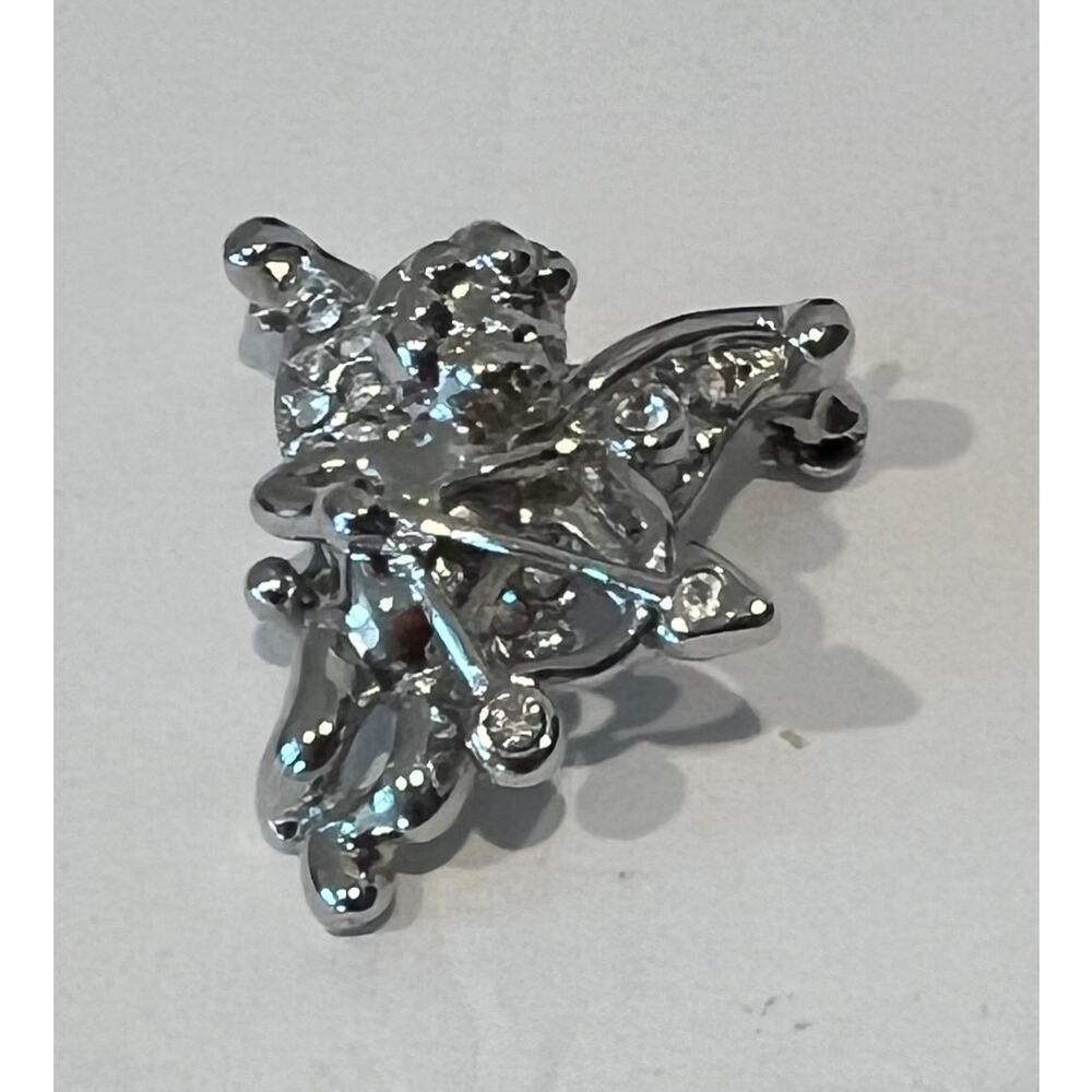 NWOT Cherub Angel Silver Tone Rhinestones on Wings Bow and Arrow Brooch Pin